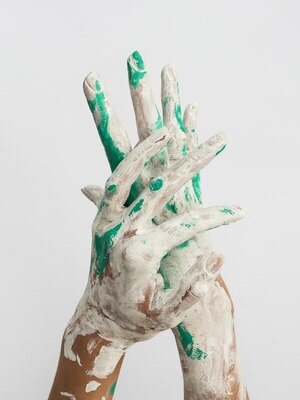 Generated image of hand covered in paint